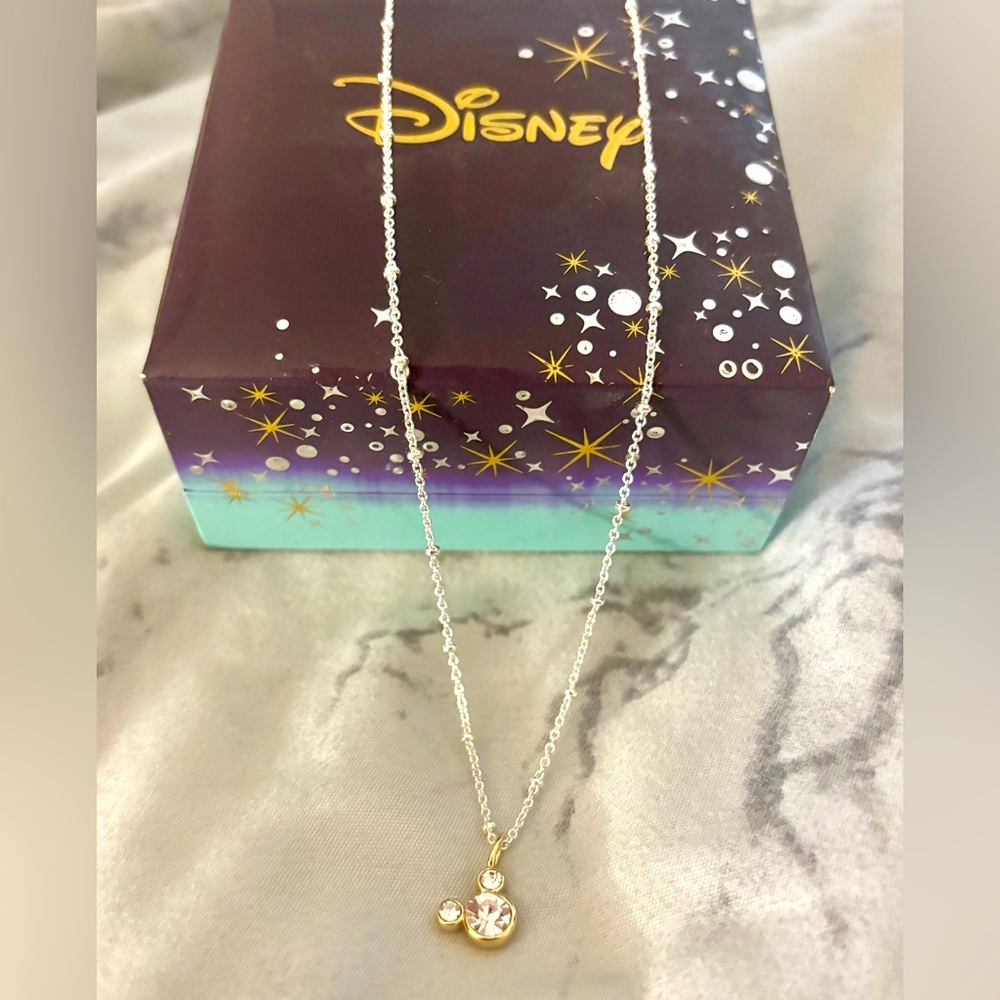 Disney Disney Silver Necklace Mickey Charm with rinestone